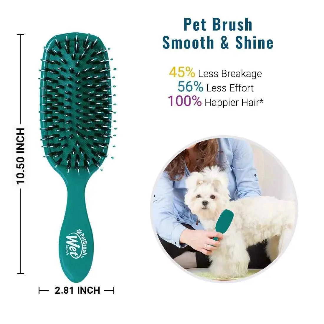 Pet Hair Brush for Dogs & Cats, De-Shedding & Dematting Tool, Pain-Free Grooming, Smooth & Shiny Fur