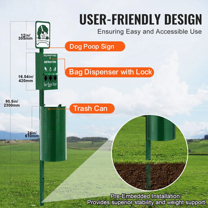 Dog Waste Station With Hand Wash Bottle Bag Dispenser Outdoor