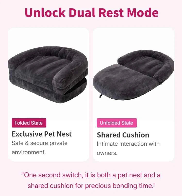 Dual-Use Extra Large Pet Bed 71x43x10in Foldable Cozy Cuddler Pet Mat for Owners And Pets to Rest Together