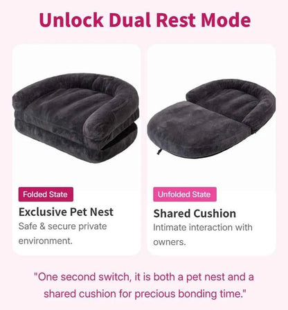 Dual-Use Extra Large Pet Bed 71x43x10in Foldable Cozy Cuddler Pet Mat for Owners And Pets to Rest Together