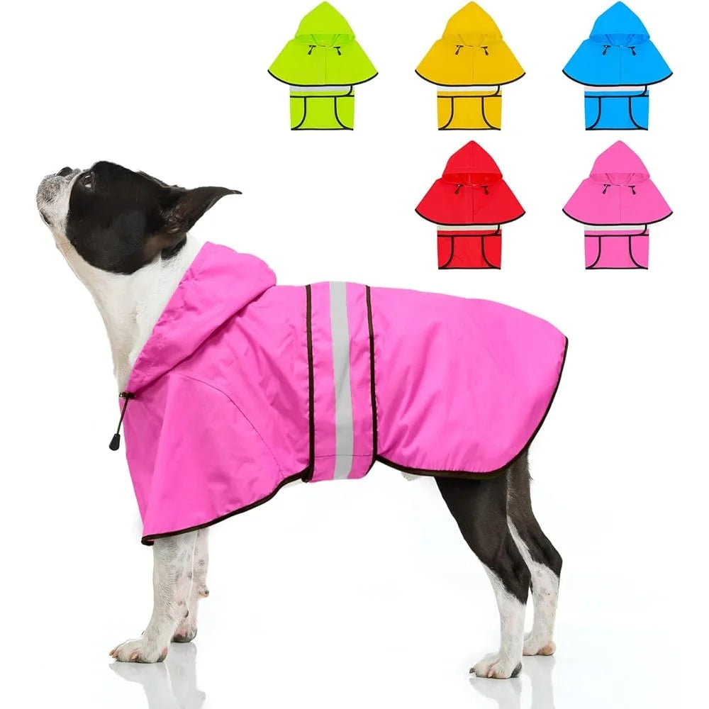 Lightweight Waterproof Dog Rain Jacket Poncho with Leash Hole Hooded Design Adjustable Straps Small Medium Large Pets