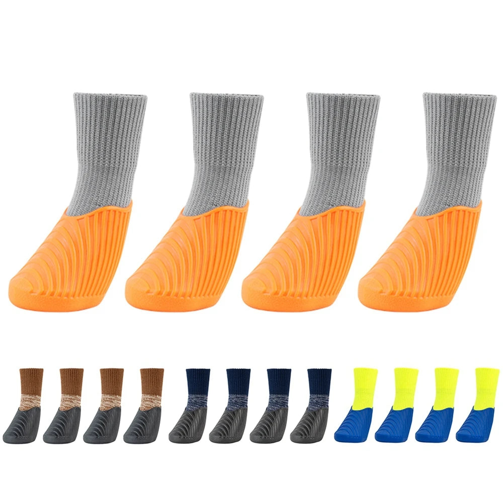 4Pcs/Set Dog Rain Shoes Anti Slip Sole Waterproof Cat Shoe Rubber Boots for Outdoor Footwear Socks Dog Foot Cover Protectors