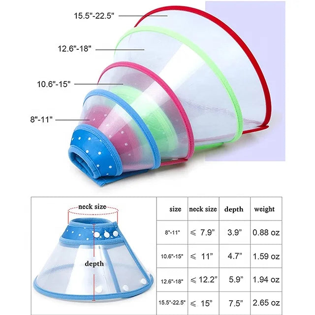 Closure Adjustable Pet Cone Collar For Dogs And Cats Recovery