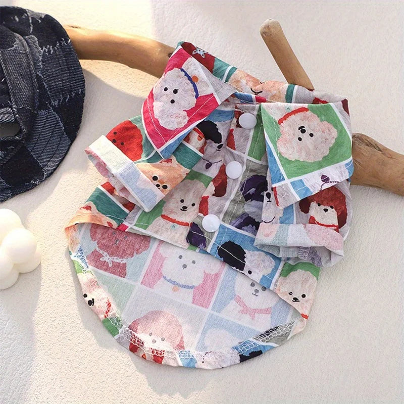 Stylish Lightweight Breathable Cartoon Pet Dog Shirt Clothing Set