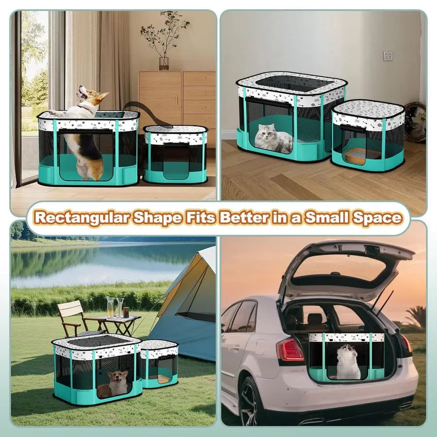 XMSJ Portable Cat Playpen With 8 Rod Reinforced Folding Pen