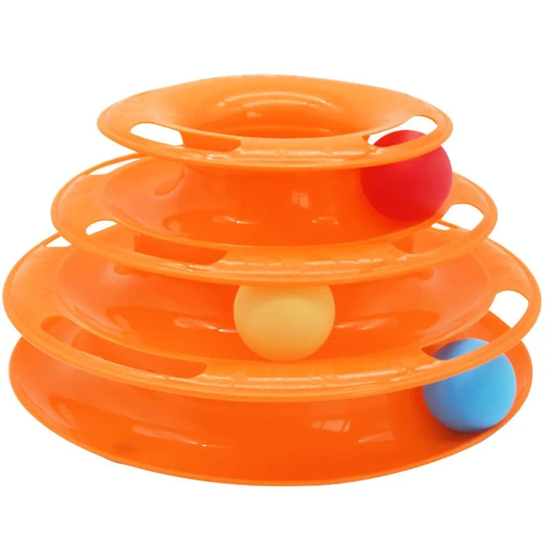 Cat Turntable Toy Plastic Multi Layer Teaser Relieves Boredom