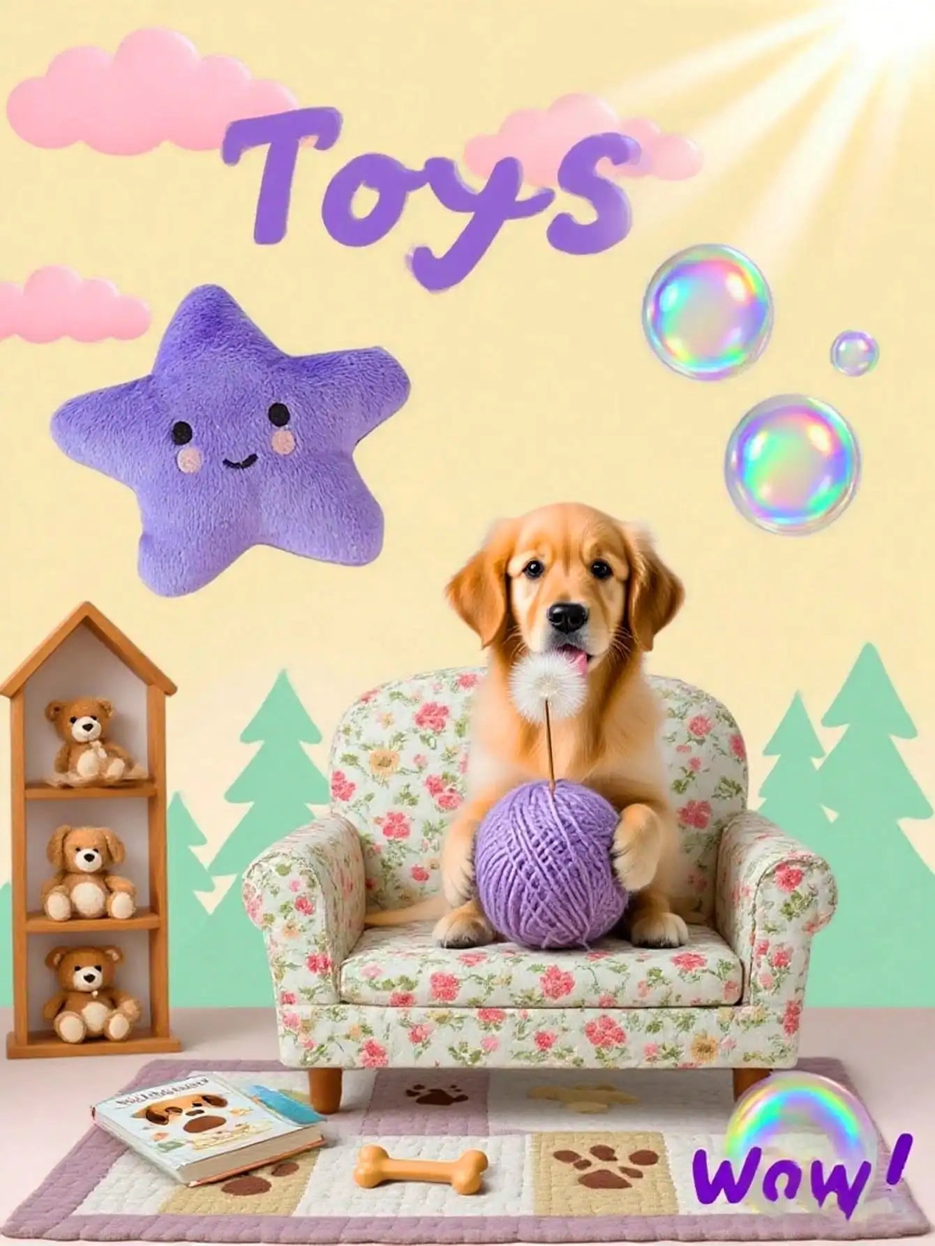 Plush Squeaky Pet Toy Bundle for Small Dogs and Cats