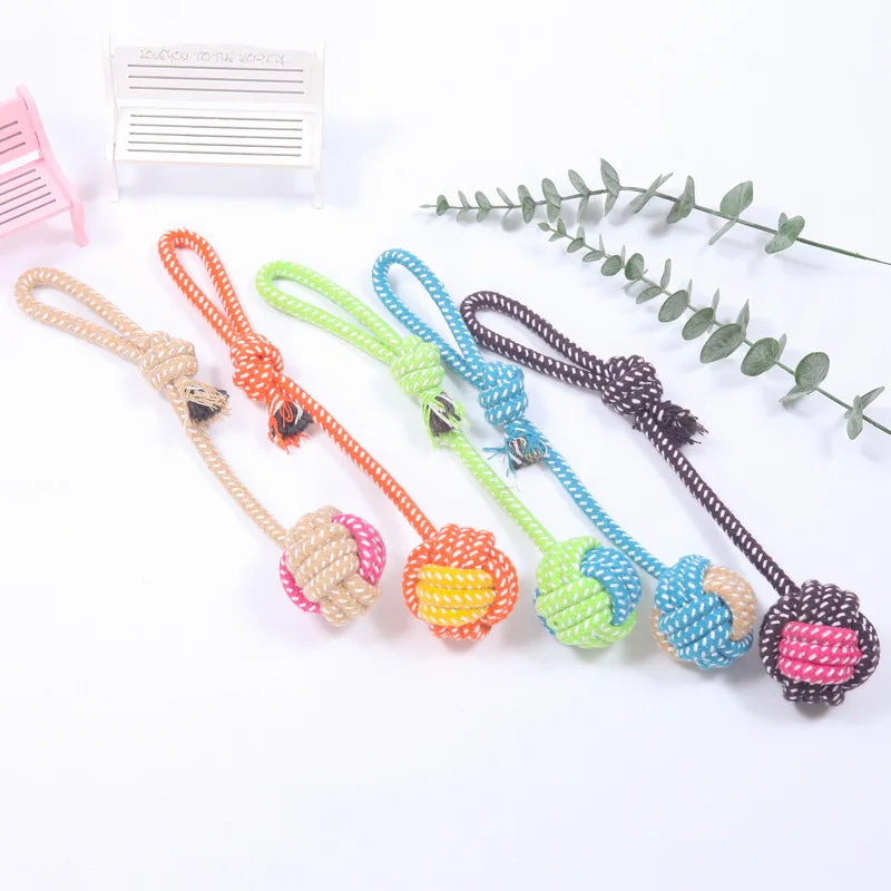 VZZ Interactive Cotton Rope Mini Dog Toy Ball Chew