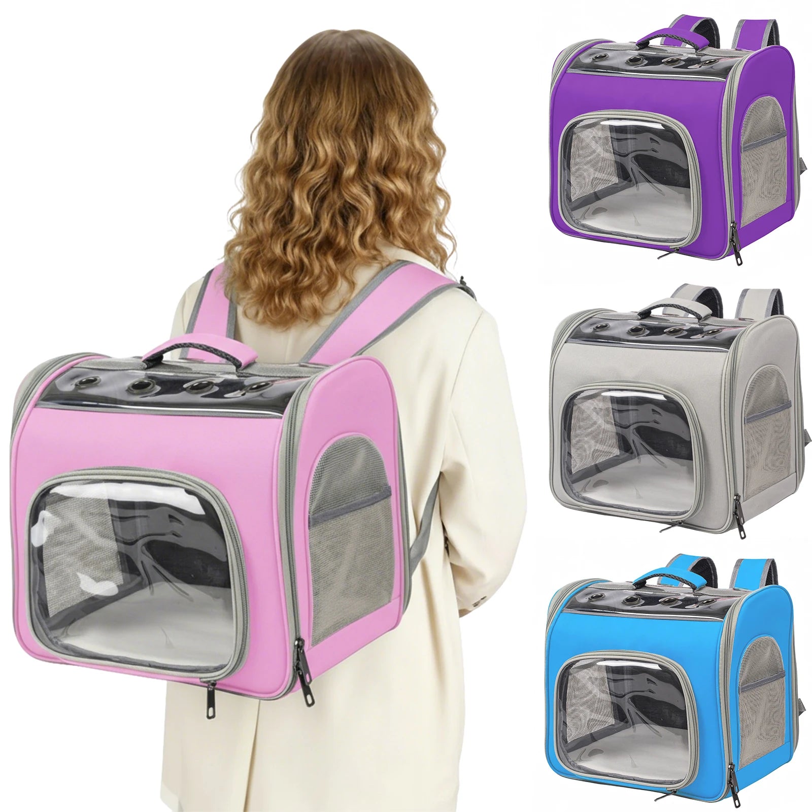 Breathable Cat Backpack With Front Opening Mesh Window