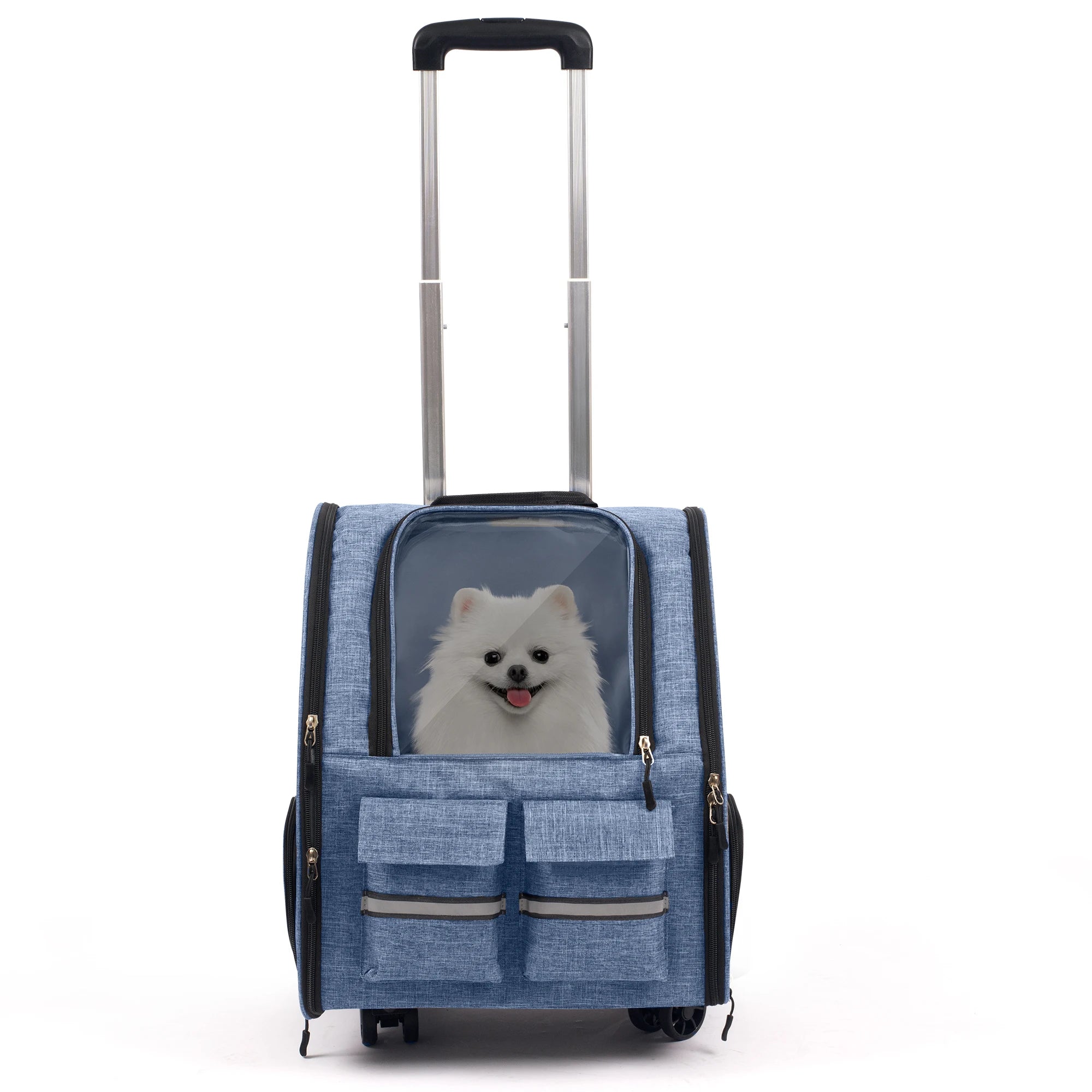Rolling Pet Carrier Backpack With Removable Wheels For Dogs