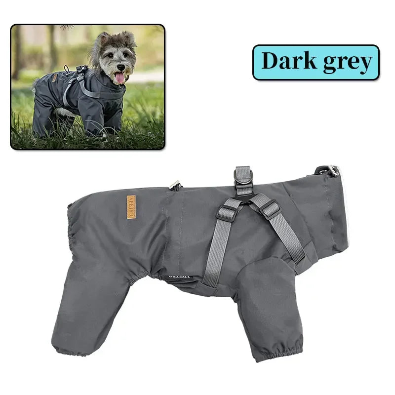 NONE Dog Raincoat With Harness Waterproof Jacket Reflective
