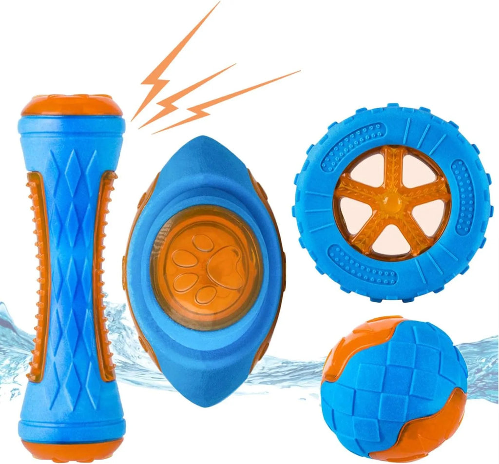 Dog Squeaky Toys Pack TPR Pool Floating Beach Toy Set