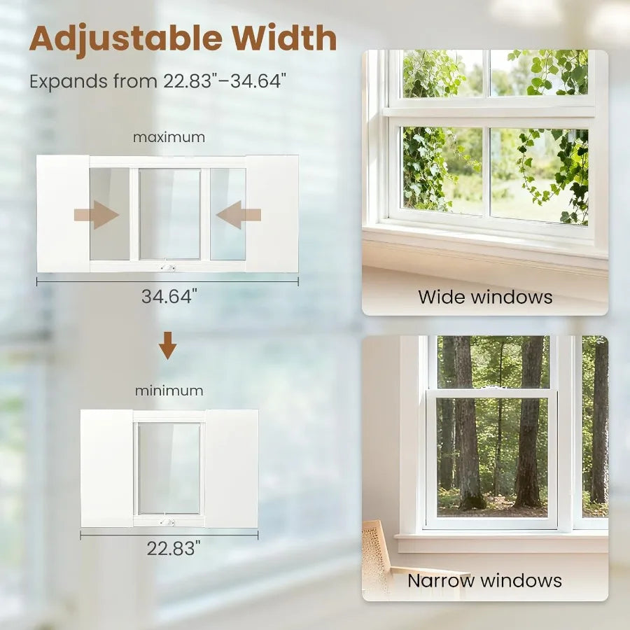 XMSJ Cat Door For Window Weatherproof Aluminum Pet Door With Locking Mechanism