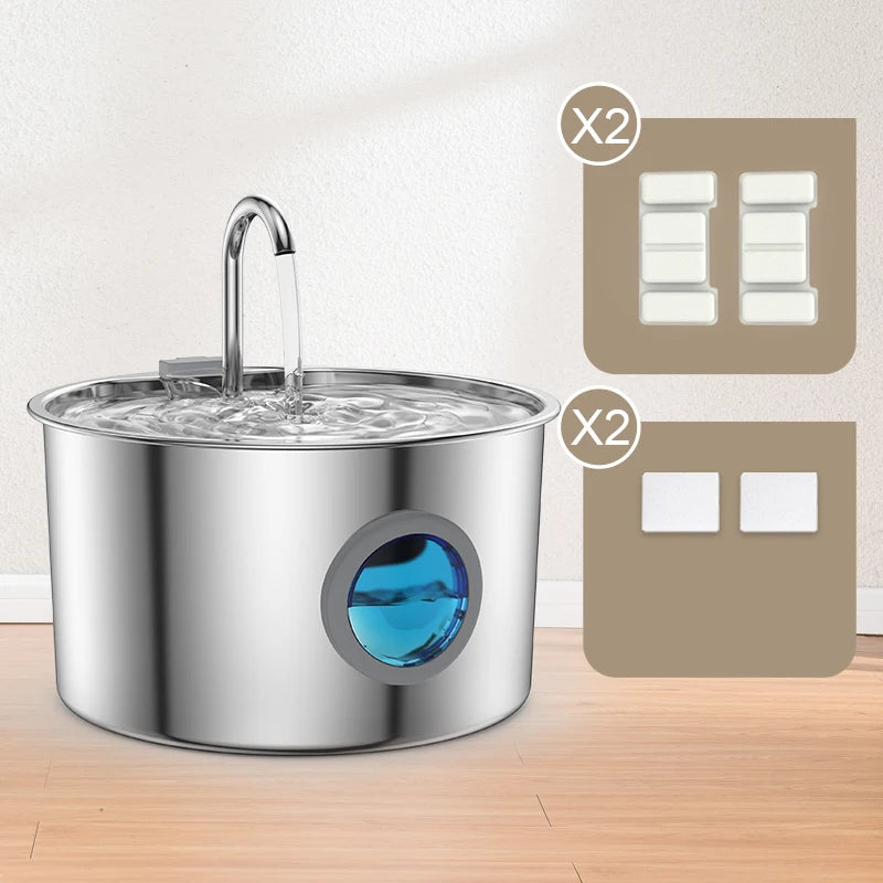 OPETH Stainless Steel Cat Water Fountain Automatic Pet Dispenser
