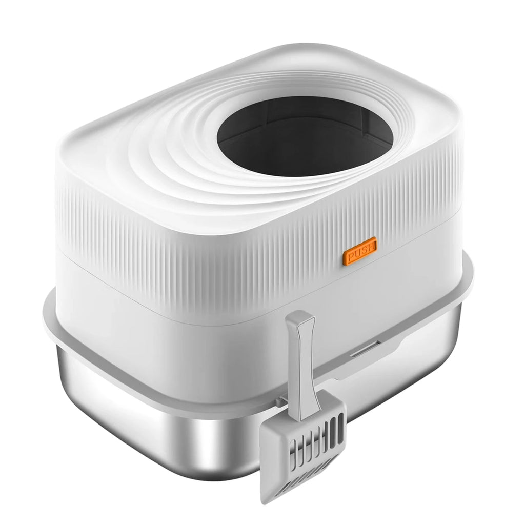 ALLOYSEED Top Entry Stainless Steel Cat Litter Box With Lid