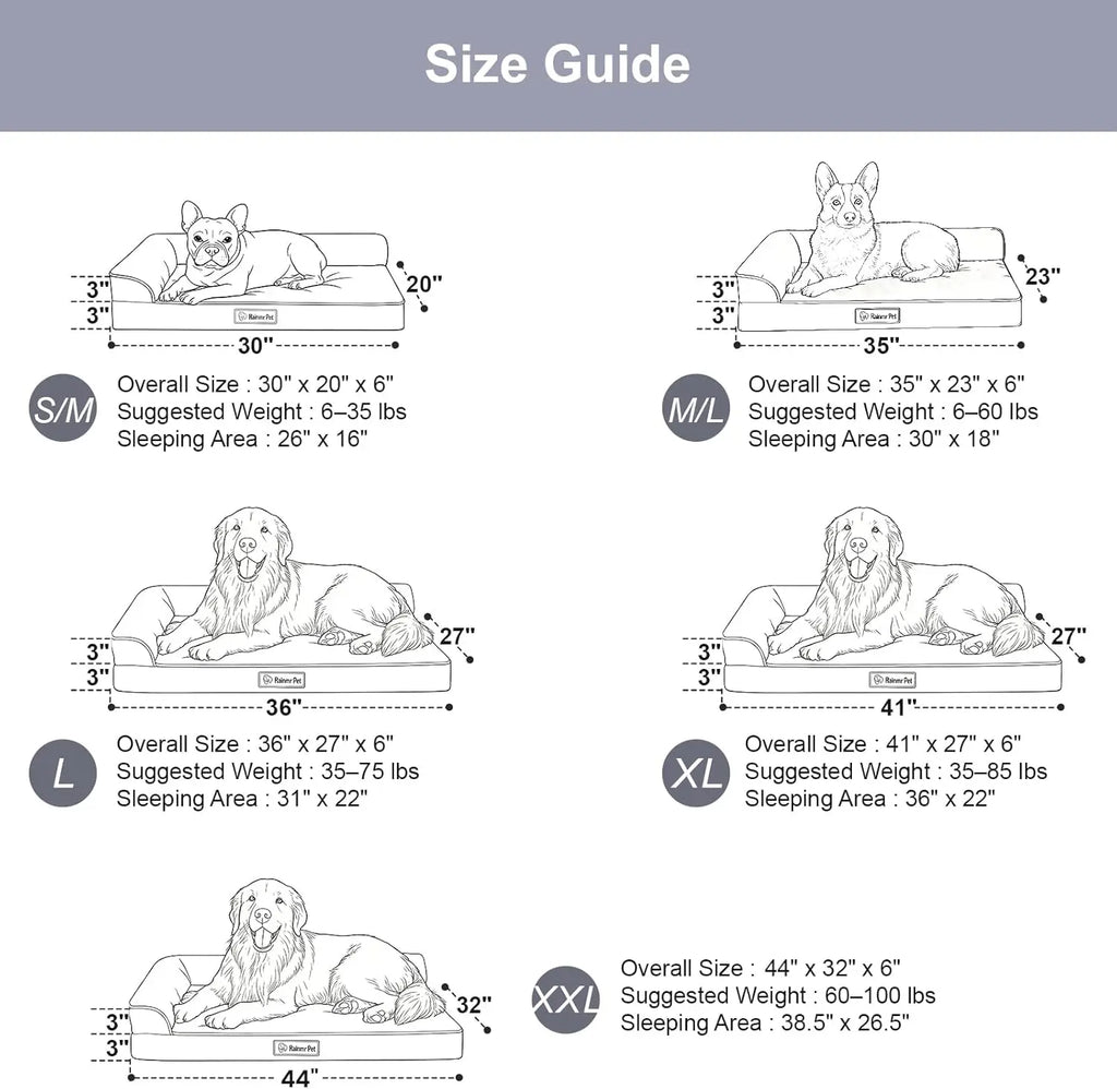 Orthopedic Dog Bed With Memory Foam Waterproof Nonslip Washable Cover