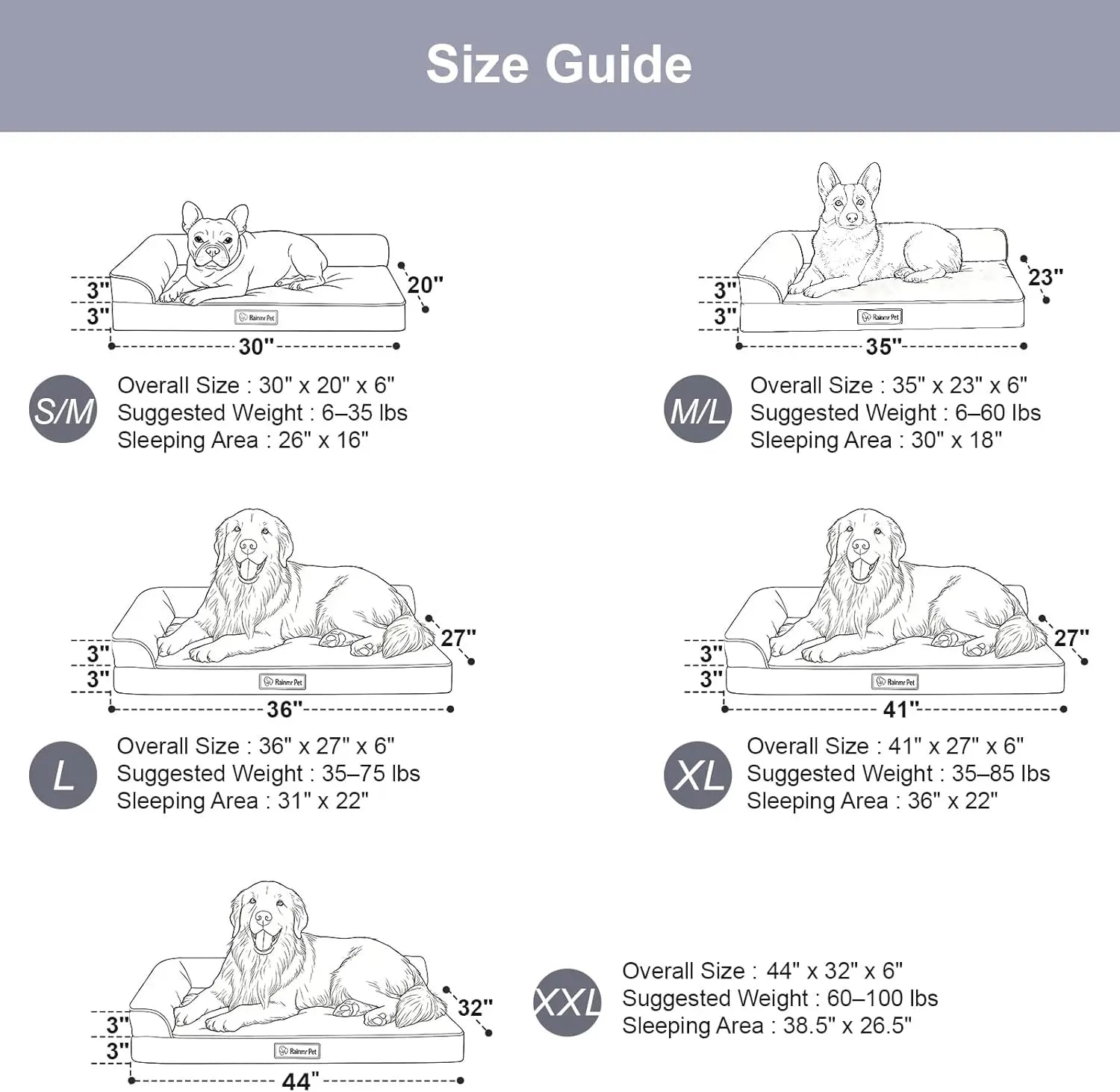 Orthopedic Dog Bed With Memory Foam Waterproof Nonslip Washable Cover