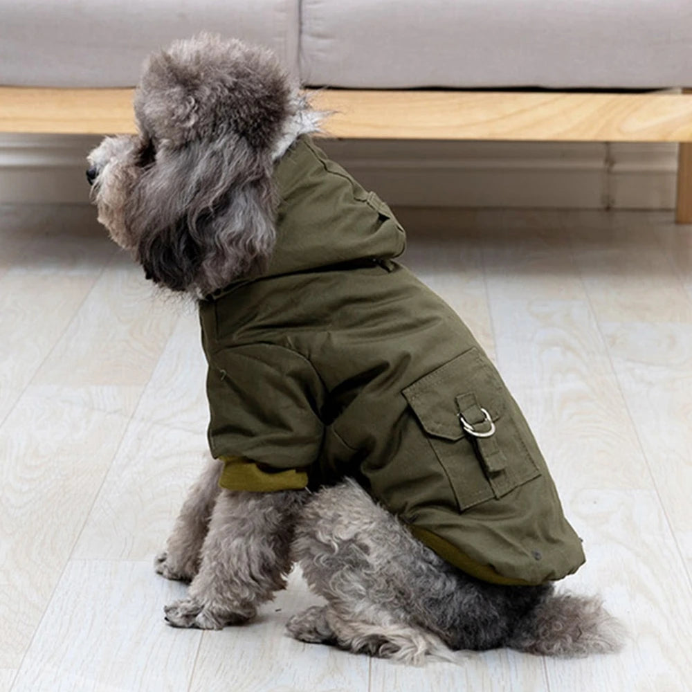 Hign-concerned Winter Dog Coat With Harness Windproof Hiking Jacket
