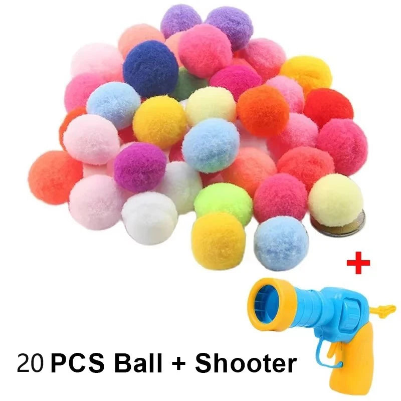 Interactive Cat Toy Ball Launcher Plush Balls High Bounce Fun