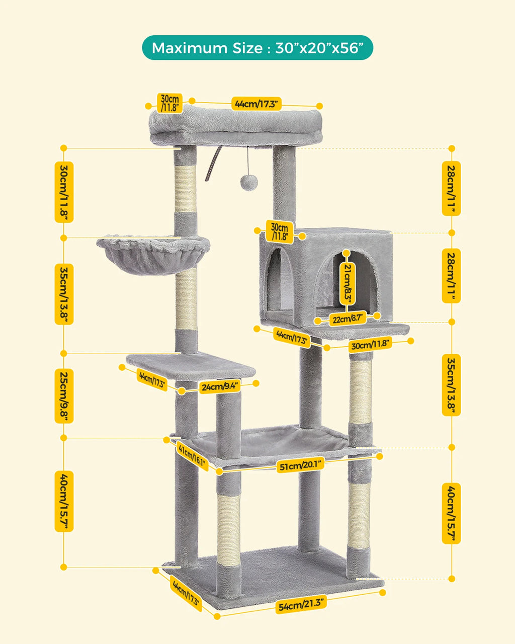 Multi Level Cat Tree Tower With Scratching Post Condo