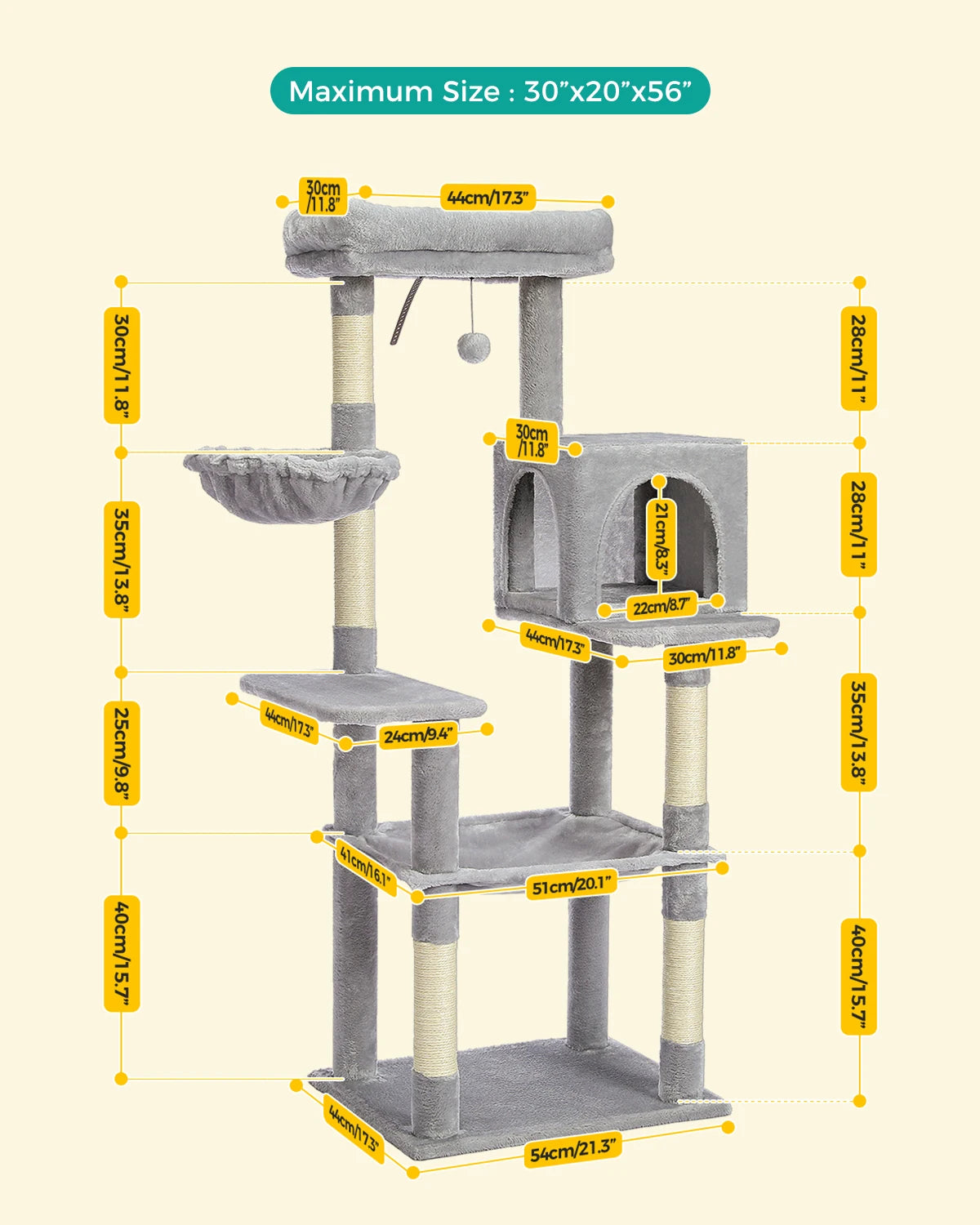 Multi Level Cat Tree Tower With Scratching Post Condo