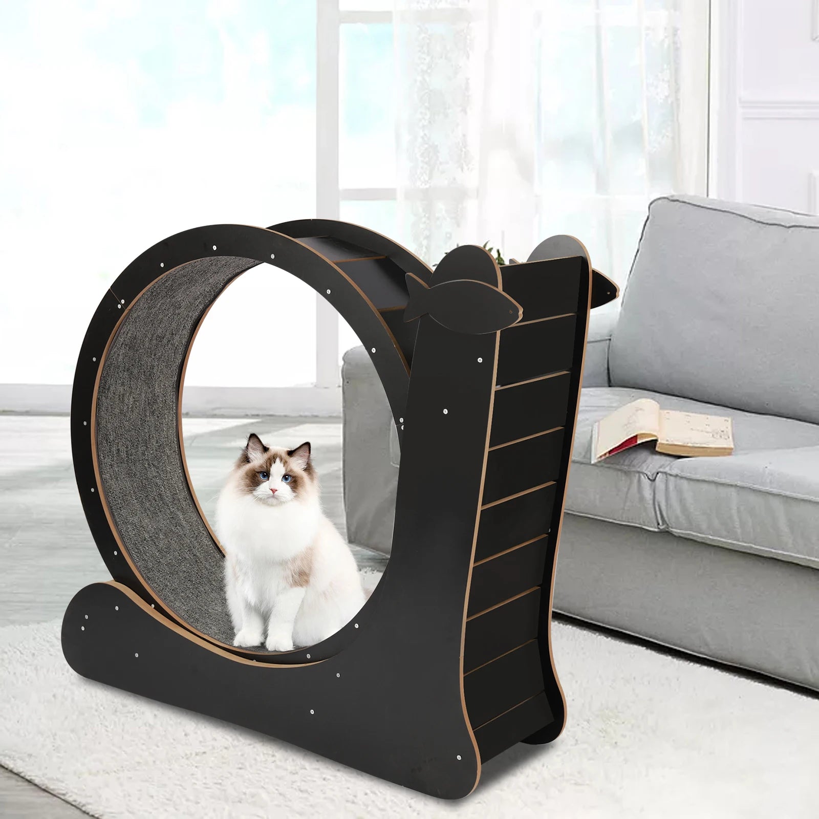 Cat Exercise Wheel Treadmill With Carpeted Runway For Cats