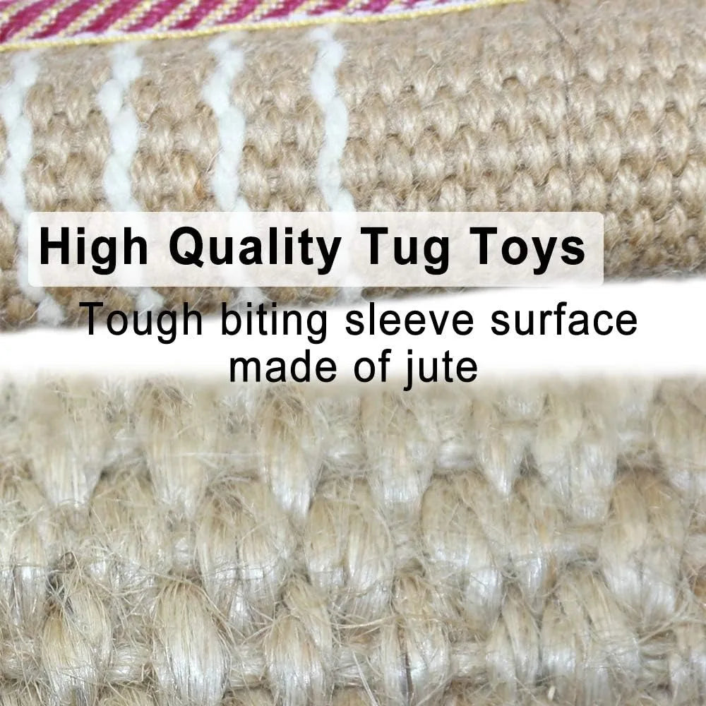 Dog Tug Toy Jute Bite Pillow With Two Handles Training