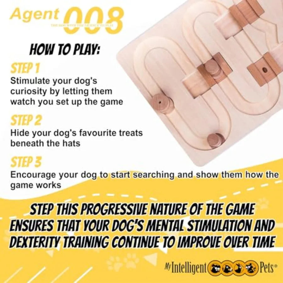 YAO HUI HUANG Agent 008 Interactive Wooden Puzzle Toy for Dogs