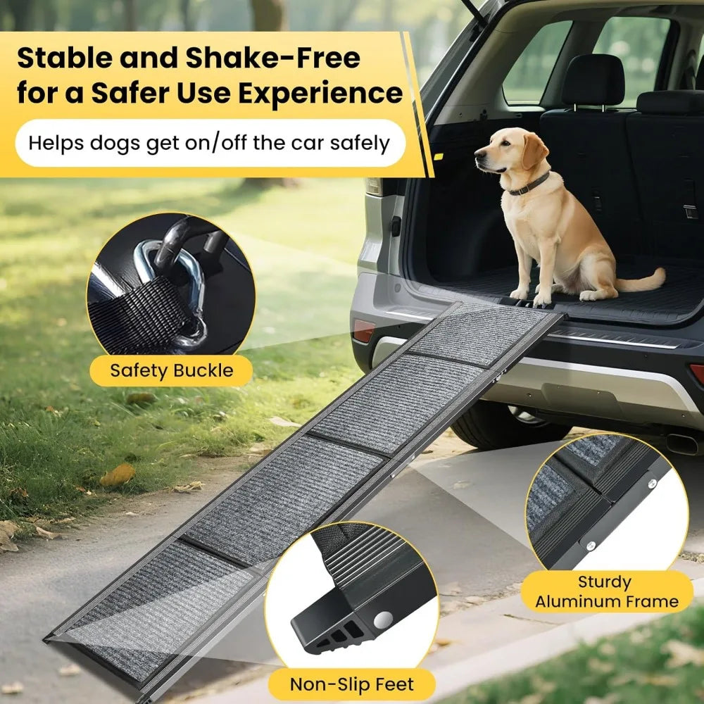 Dog Ramp for Car, 71''x 17.3'' Extra Long Dog Ramp for Truck with Non-Slip Rug Surface, Portable and Folding Dog Car Ramp for SU