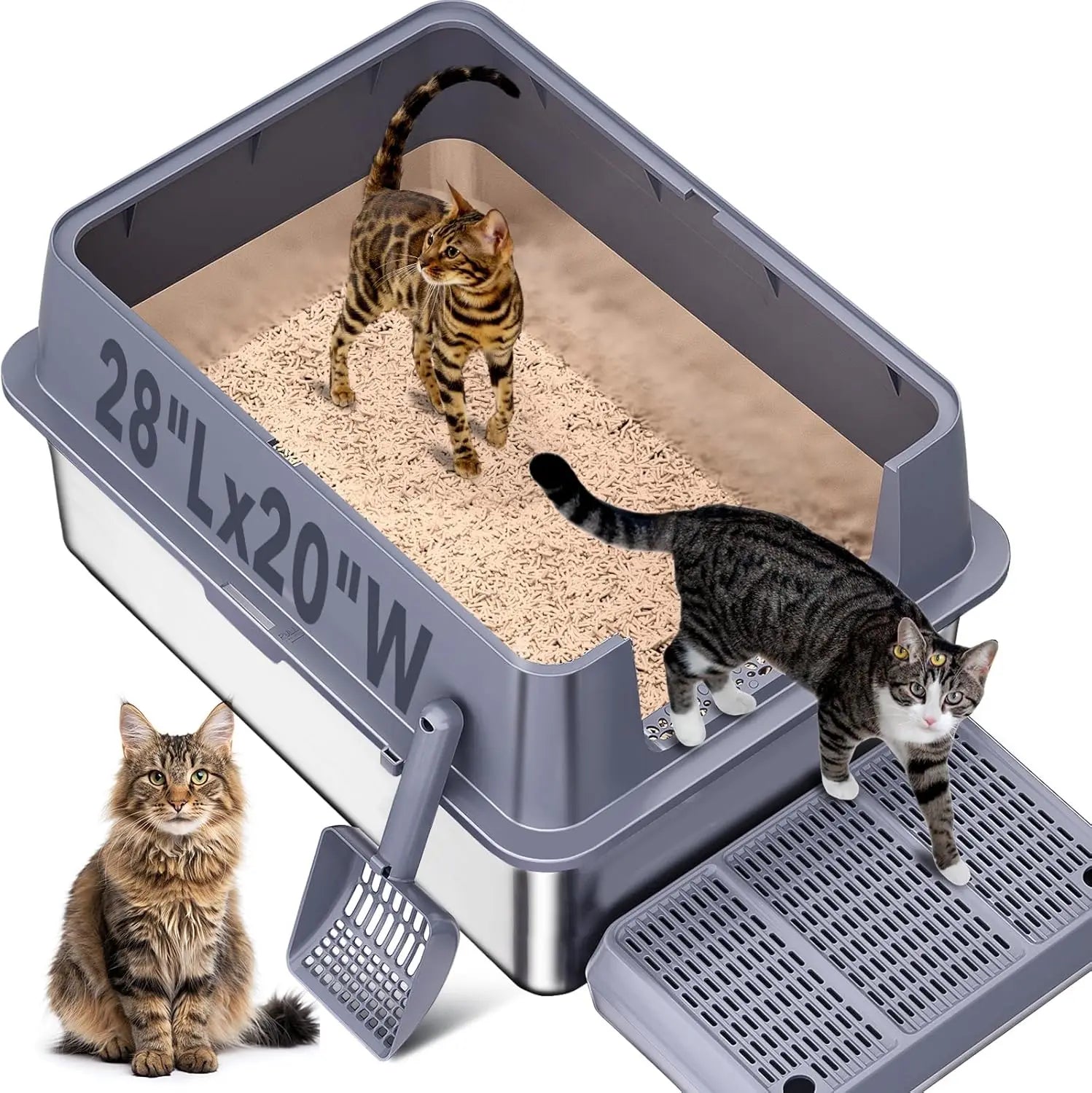 Leak Proof Stainless Steel Cat Litter Box With Lid