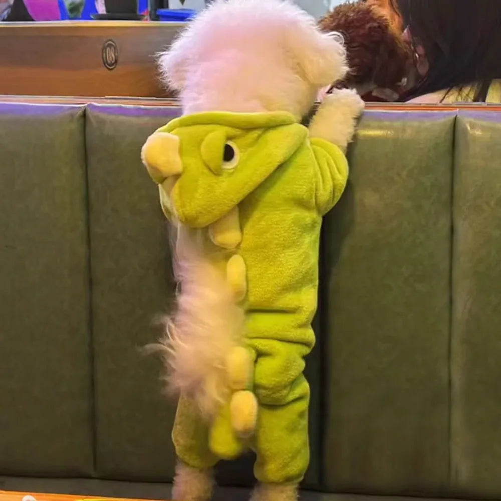 New Dinosaur Dog Clothes Fun Pet Costume Autumn Winter Flannel Warm Puppy Cat Pet Clothing 4 Legs Coat Jacket Small Dog Jumpsuit
