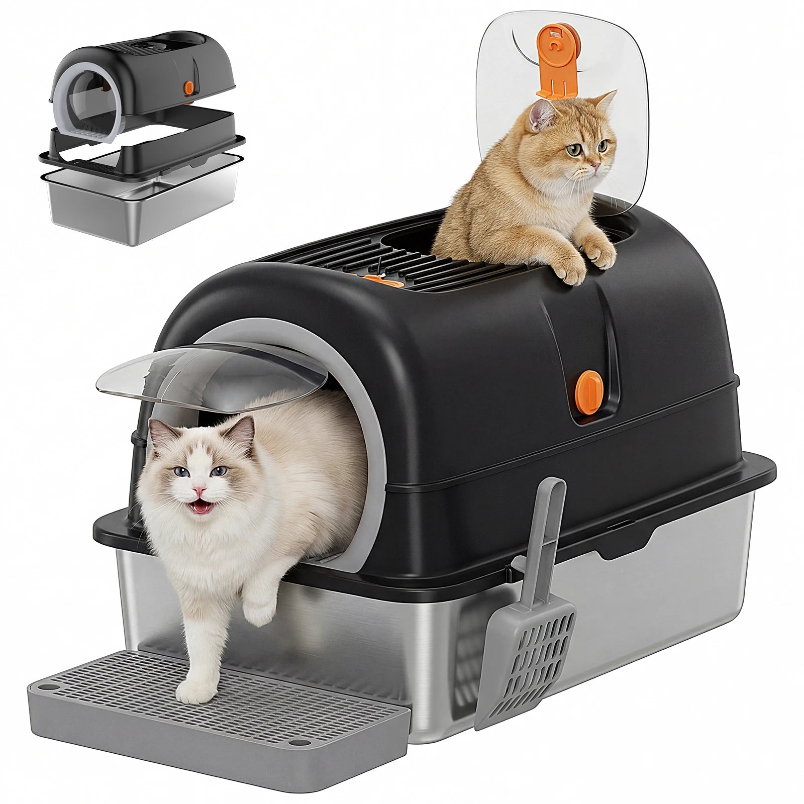 Stainless Steel Cat Litter Box Enclosed For Large Cats