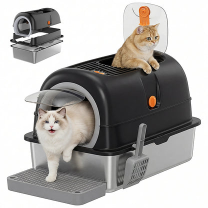 Stainless Steel Cat Litter Box Enclosed For Large Cats
