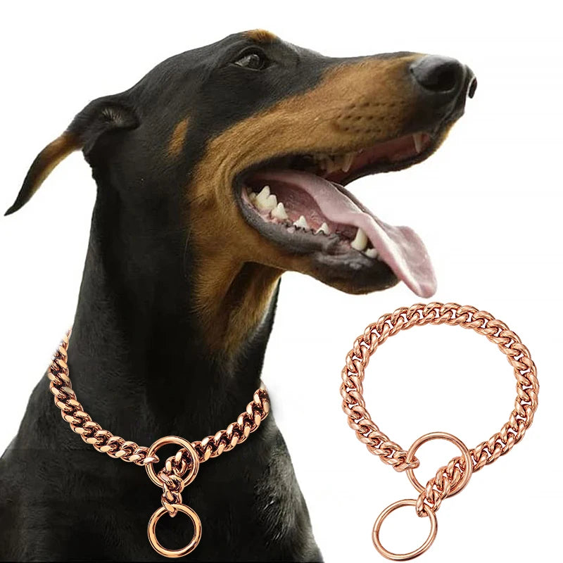 Stainless Steel Chain Dog Collar Cuban Style Training Collar