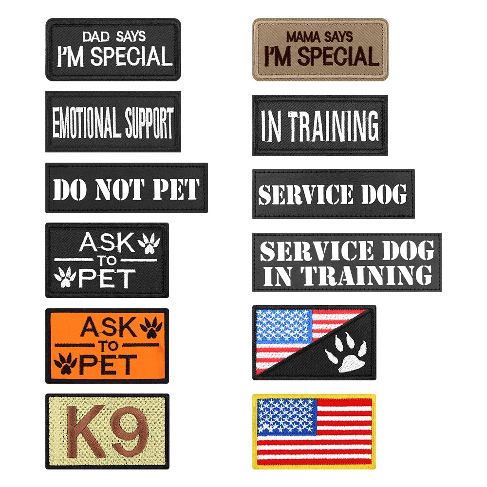 PETRAVELCN Tactical Dog Patch Bundle 12 Patches For ID Tags