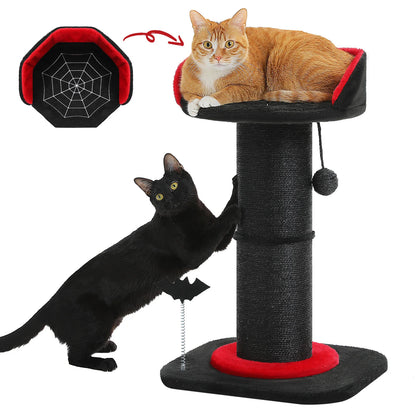 Large Cat Scratching Post for Indoor Gothic Cat Tree Tall Cat Scratcher with Thick Scratching Post Removable Cat Bed Spring Ball