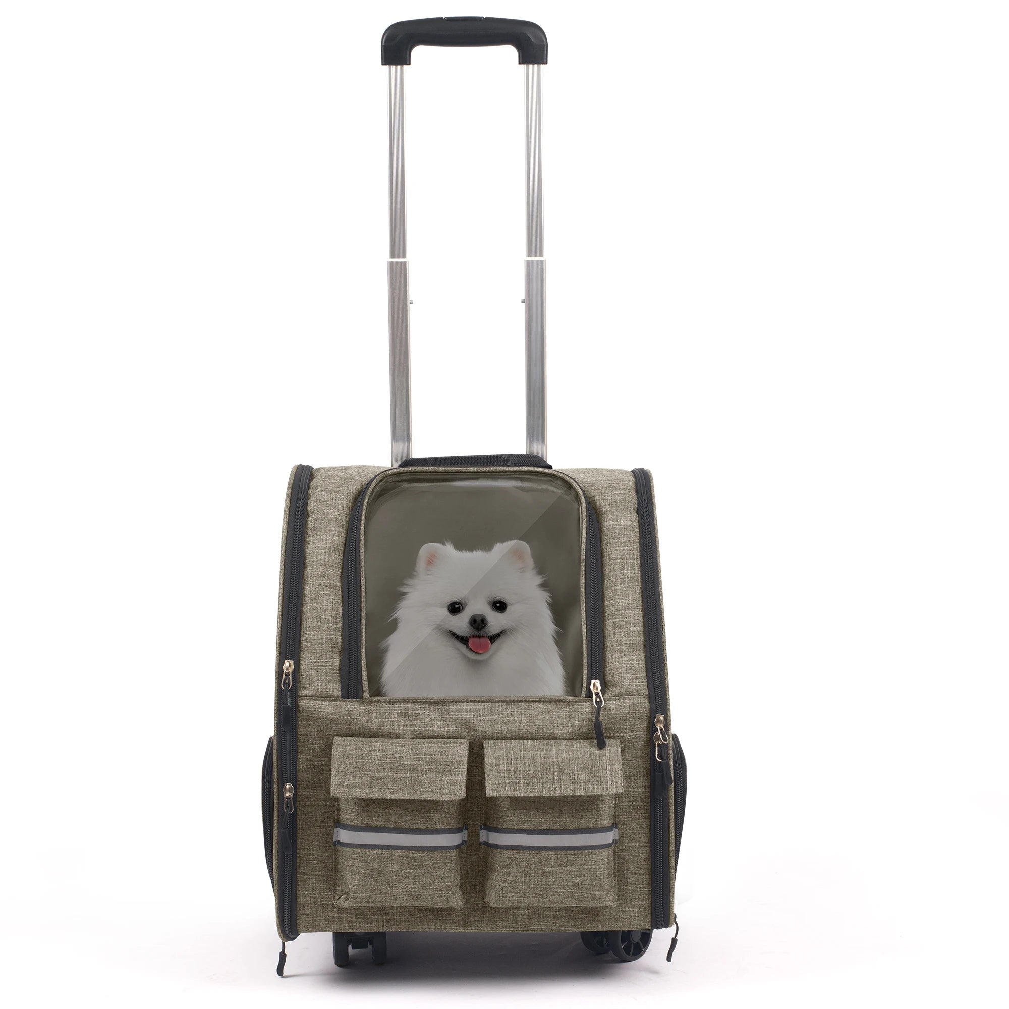 Rolling Pet Carrier Backpack With Removable Wheels For Dogs
