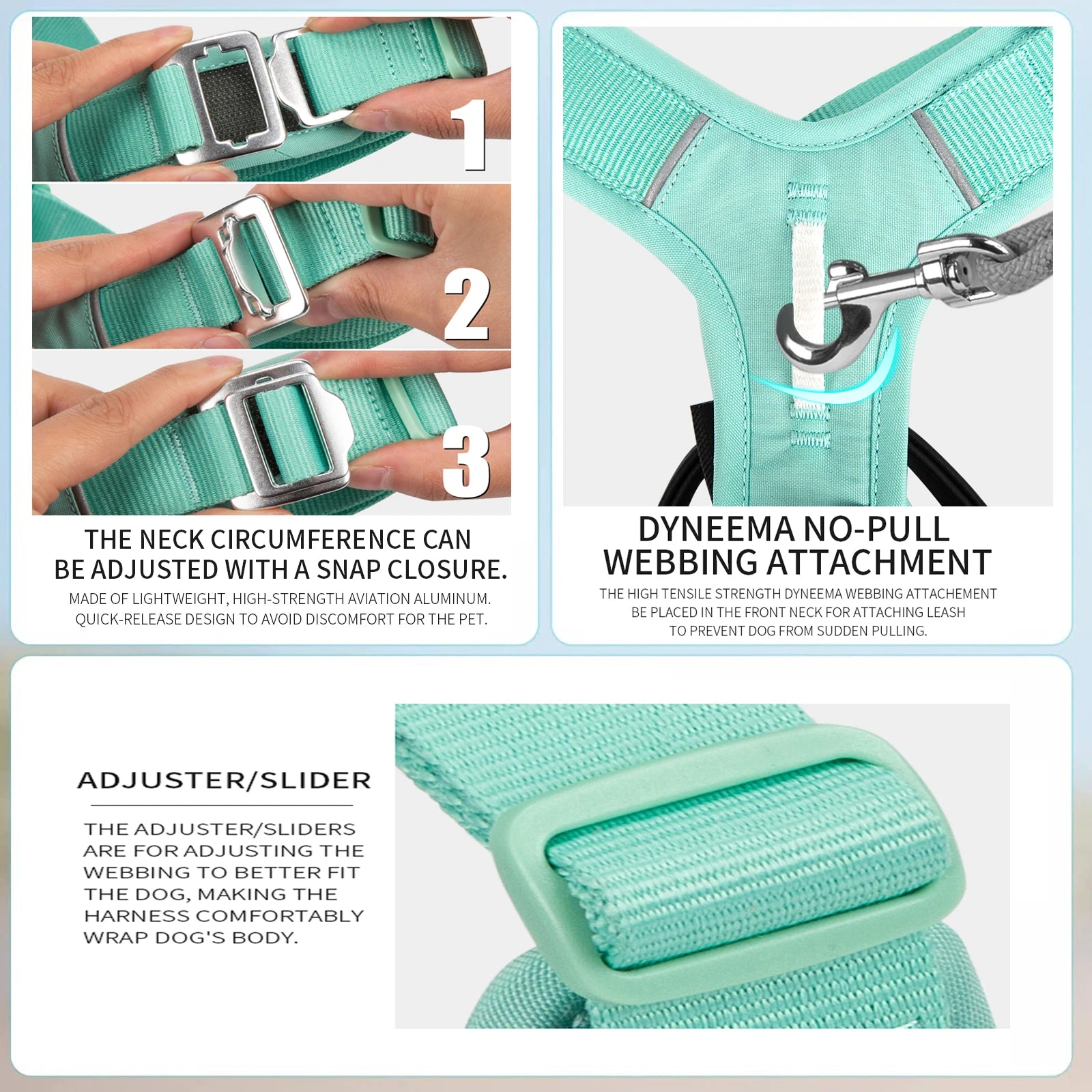 Small No Pull Reflective Nylon Dog Harness Adjustable Fit