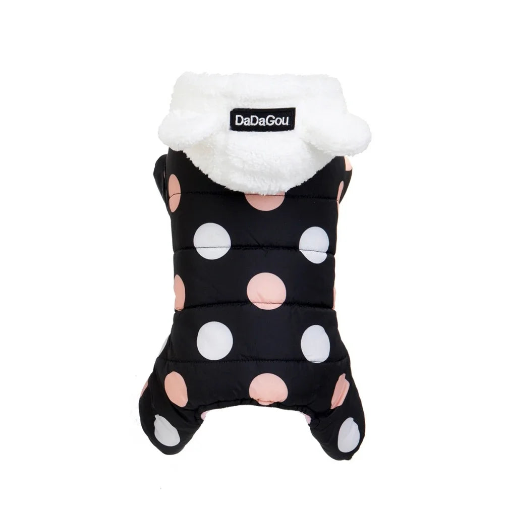 Winter Pet Hoodies Coat Cotton Clothes Dot Sweatshirt Super Warm Jumpsuit For Puppy Small Dogs Chihuahua Doggie Jacket Jumpsuit