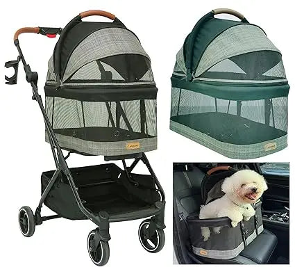Fashion 3 In 1 Dog Cat Stroller With Detachable Carrier