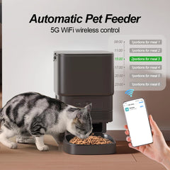 NITYERS 4.5L Smart Automatic Cat Feeder, Tuya App Remote Control Timed Pet Feeder for Cats & Dogs, 2.4G WiFi Dispenser with 10s Voice Recorder, Dual Power & Stainless Steel Bowl