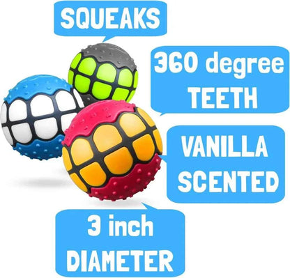 Dog Balls Toys Squeaky Fetch - Rubber Funny Ball Gifts for Large Medium Dogs