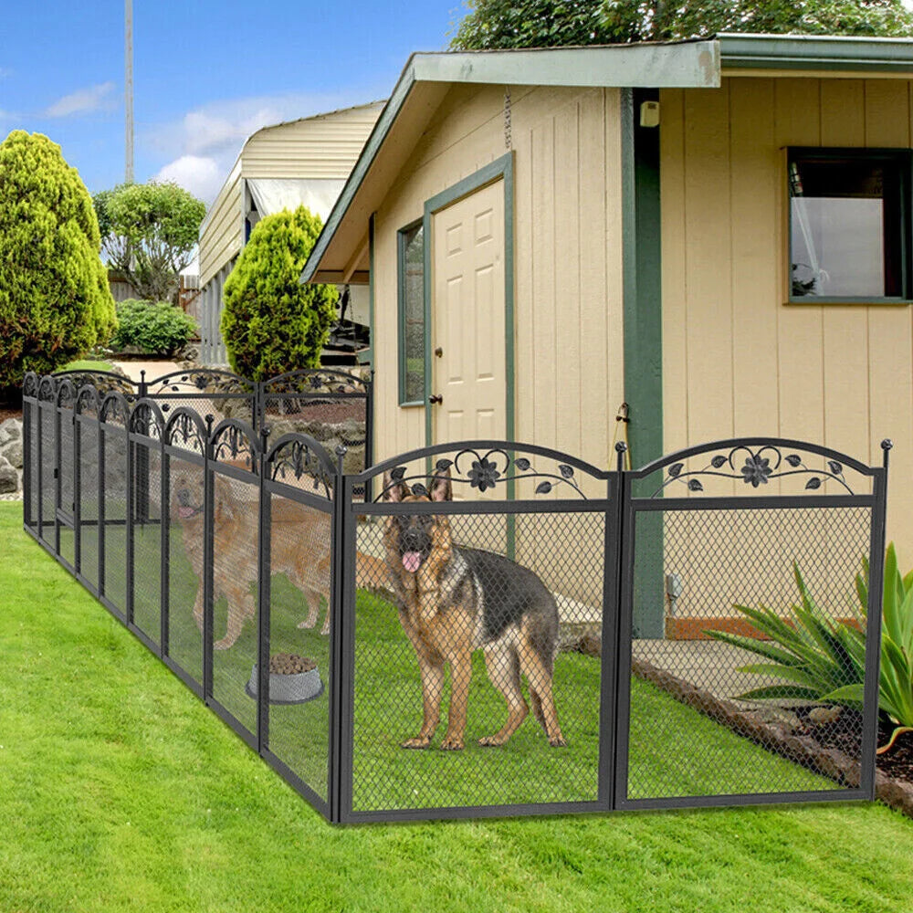 Heavy Duty Large Dog Playpen Pet Exercise Run Enclosure Fence Pet Whelping Pen Box with Waterproof Fertility Mat Indoor Outdoor