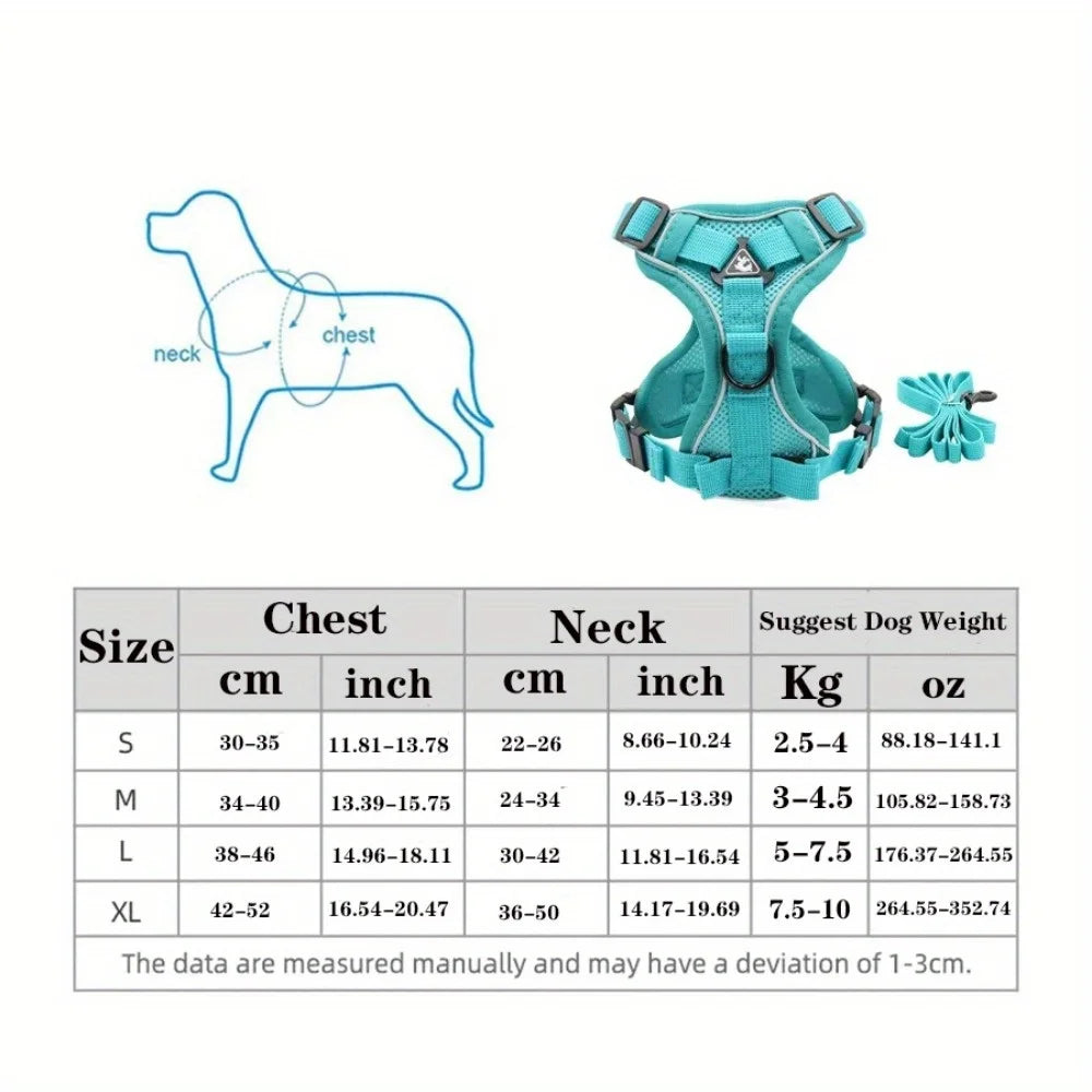 NONECN No Pull Reflective Adjustable Dog Harness And Leash Set