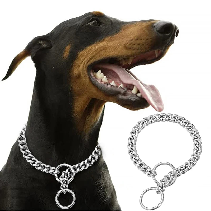 Stainless Steel Chain Dog Collar Cuban Style Training Collar