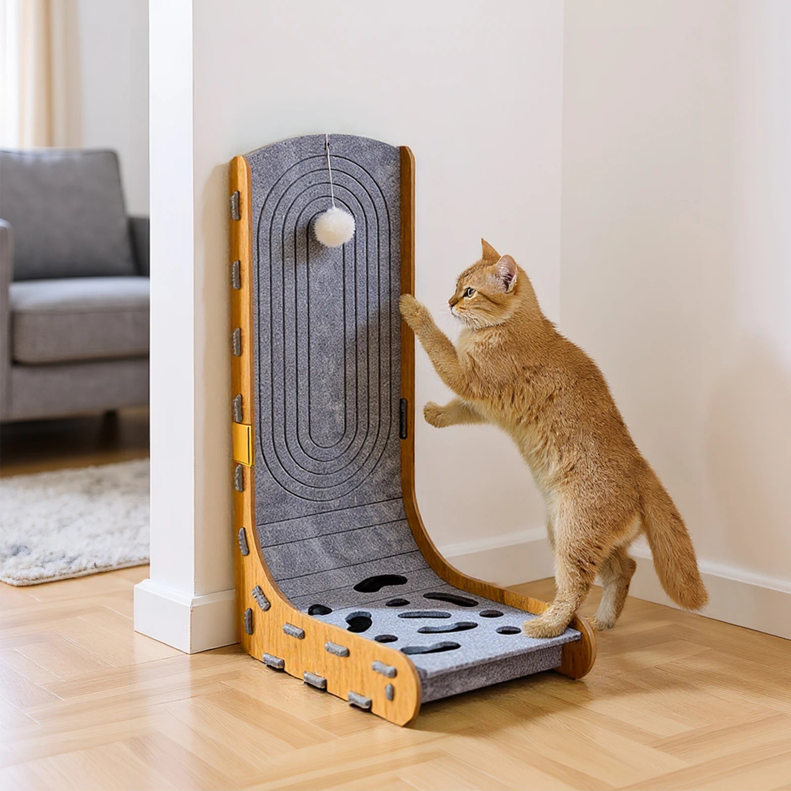 Cats Scratching Board With Ball L Shape Cat Scratcher Wall