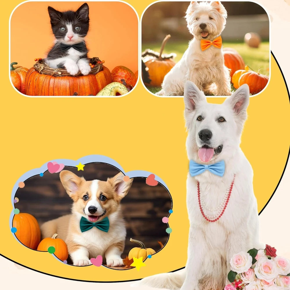 50 Pcs Dog Bow Ties Bulk Christmas Adjustable Pet Neckties