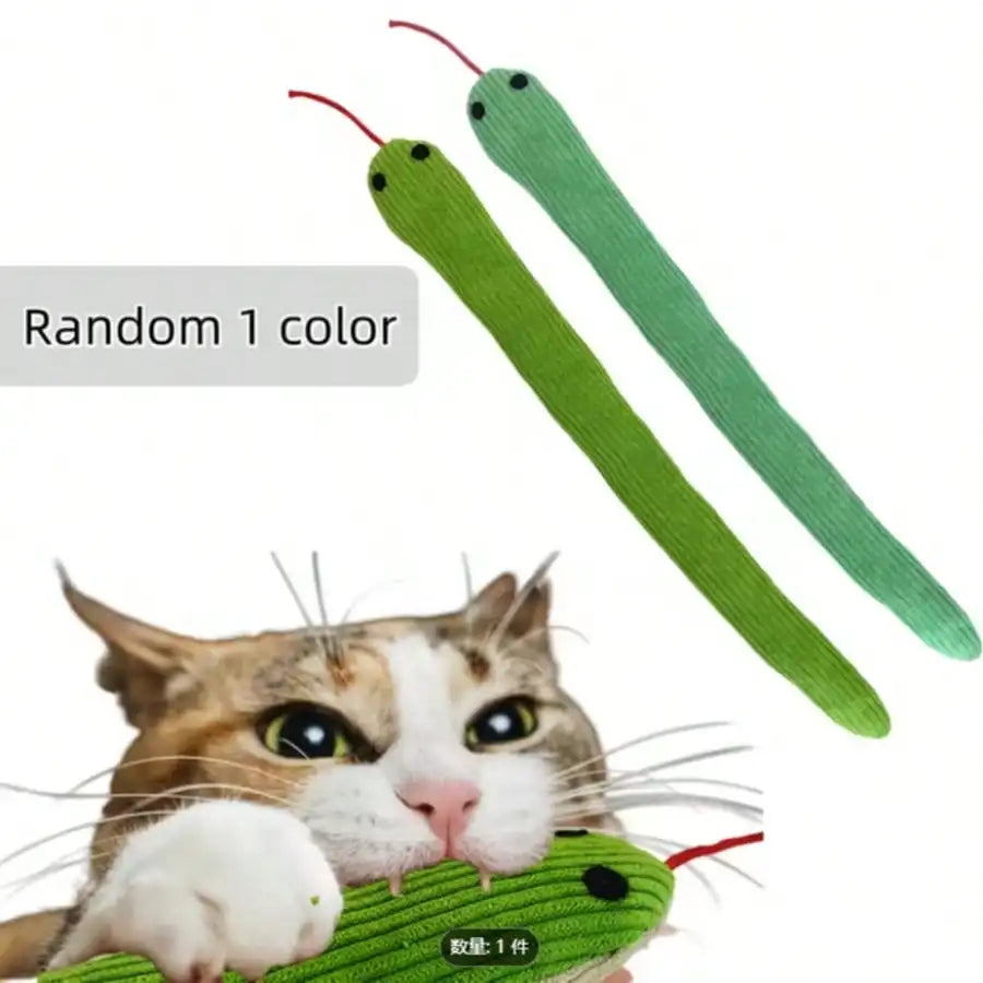 Soft Linen Cat Snake Rattle Stick Plush Interactive Toy