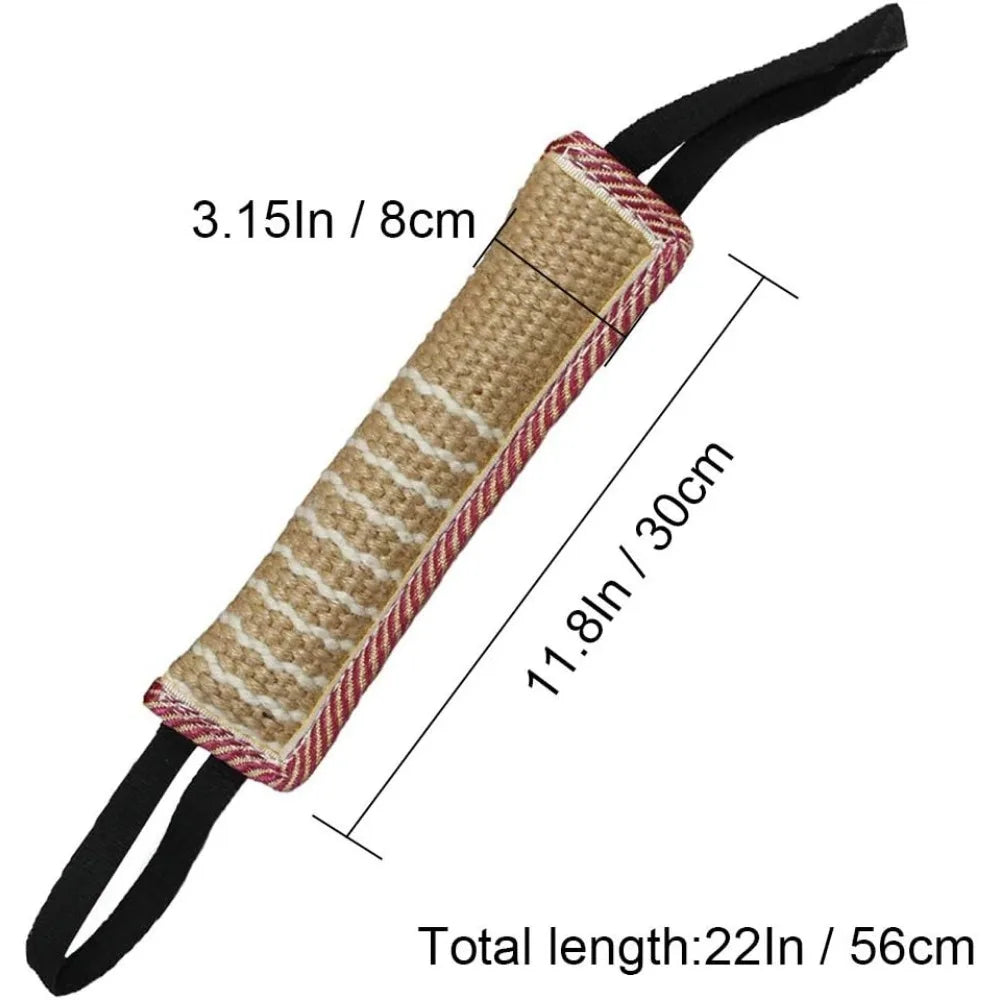 Dog Tug Toy Jute Bite Pillow With Two Handles Training