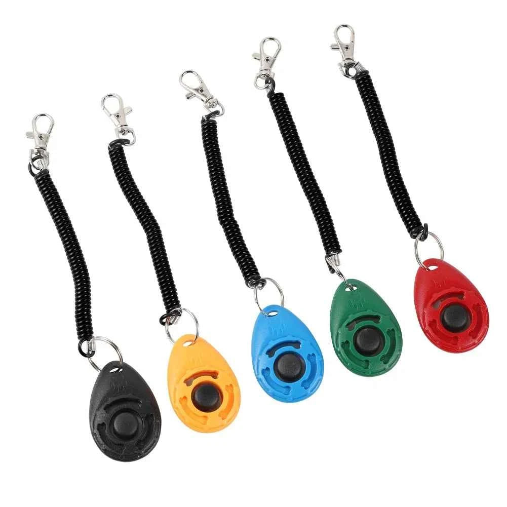 2 in 1 Dog Training Clicker Pet Plastic New Dogs Click Trainer Aid Tools Adjustable Wrist Strap Sound Key Chain Dog Supplies